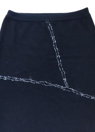 Темно-синяя миди длинная юбка из шерсти трикотаж4 фото