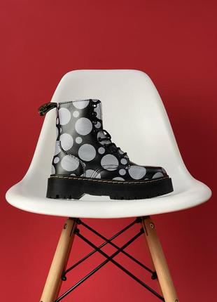 Жіночі демісезонні шкіряні черевики чорні dr. martens jadone polka dot🆕 ін мартінс