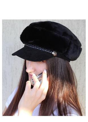 Кепі в еко шкірі,еко хутро