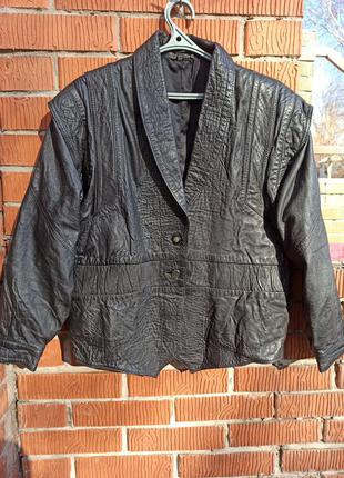 Роскошная винтажная кожаная куртка, пиджак хл