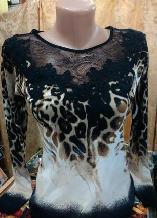 Французский пуловер с леопардовым принтом eden rose 50191 фото