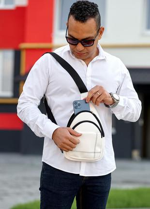 Мужская сумка слинг через плечо brooklyn - белая