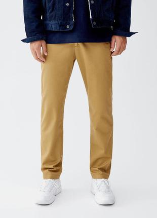 Штани бежеві прямого крою з кишенями pull&amp;bear