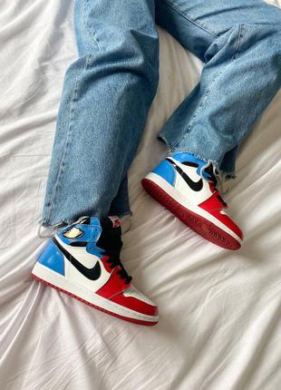 Женские кроссовки nike air jordan 1 retro high blue red  | жіночі кросівки3 фото