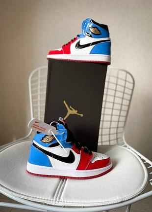 Женские кроссовки nike air jordan 1 retro high blue red  | жіночі кросівки2 фото