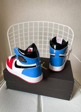 Женские кроссовки nike air jordan 1 retro high blue red  | жіночі кросівки7 фото