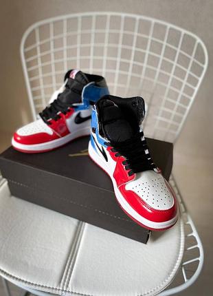 Женские кроссовки nike air jordan 1 retro high blue red  | жіночі кросівки6 фото