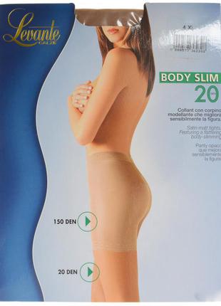 Эластичные бежевые колготки 4-xl 20 den levante body slim матовые