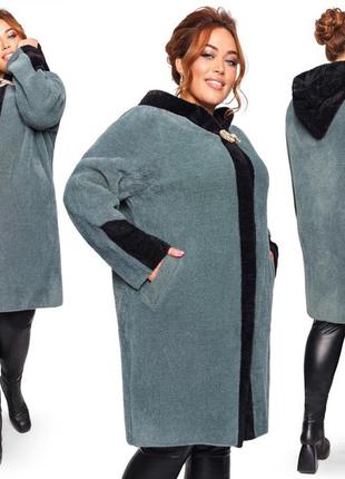 Яркий шикарный кардиган,пальто с альпаки, большой размер.4 фото
