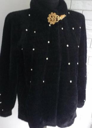 Шикарная стильная нарядная куртка,пиджак,кардиган,накидка с шерсти.4 фото