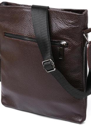 Кожаная современная мужская сумка через плечо shvigel 11601 коричневый2 фото