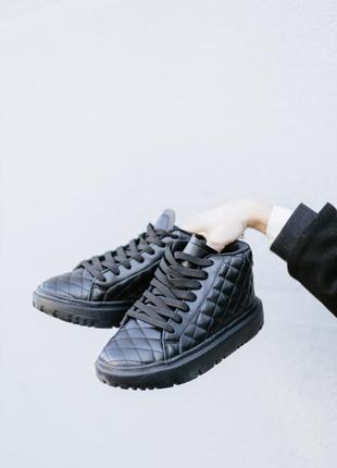Зимние женские ботинки ❄️ с мехом черные