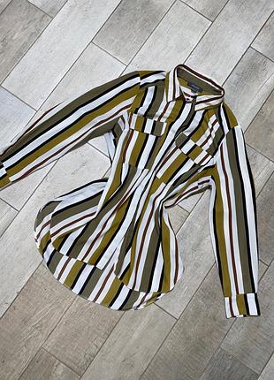 Объёмная шифоновая рубашка в разноцветную полоску(012)