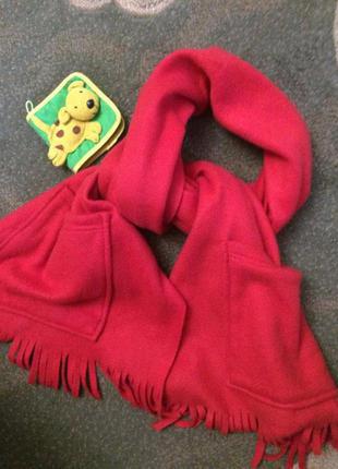 Теплый шарф с карманами napa с бахромой5 фото