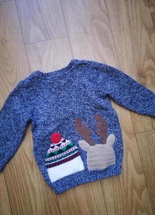 Новорічний светр f&f на 6-9 міс4 фото