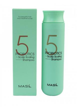 Глубокоочищающий шампунь с пробиотиками masil 5 probiotics scalp scaling shampoo 300 ml1 фото