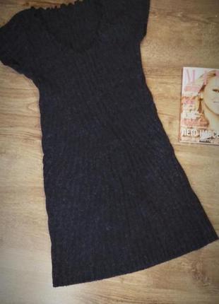 Тепла в'язана сукня темно-сірого кольору, розмір xs-s2 фото