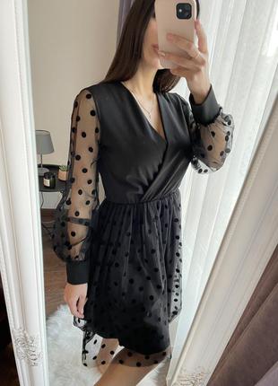 Платье фатин в горошек 6