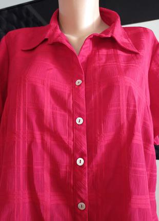 Красная легкая блуза рубашка, короткий рукав.5 фото