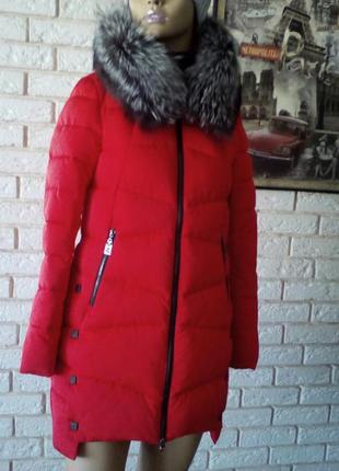 Замечательный очень теплый  плащ - пальто, пуховик с отстегивающимся натуральным (чернобурка) мехом2 фото