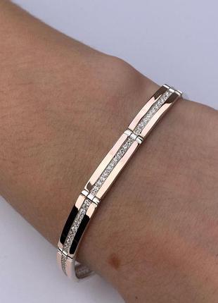 Срібний браслет з золотими пластинами