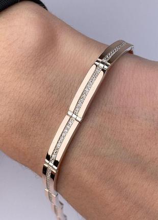 Срібний браслет з золотими пластинами