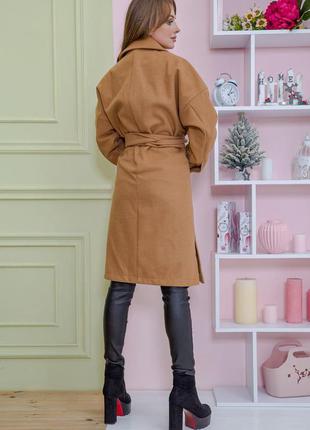 Пальто жіноче колір темно-бежевий4 фото