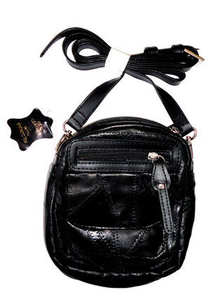 Кожаная сумка через плечо 15х17см  (длинная ручка) кожа+кожзам