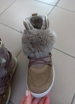 Зимние кожаные ботинки ecco с натуральным мехом4 фото