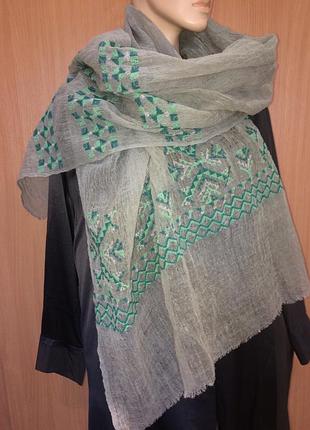 Натуральний льон шаль шарф вишивка
