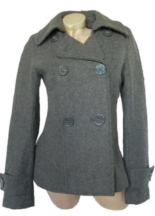 Пальто жіноче бренд h&m р-р 36 xs-s жакет демисезон сток шерсть сірий1 фото