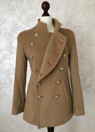 Шерстяное кашемировое пальто bottega martinesewool & cashmere coat in camel3 фото