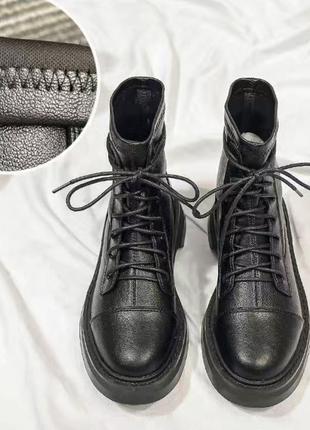 Ботинки чёрные из искусственной кожи1 фото