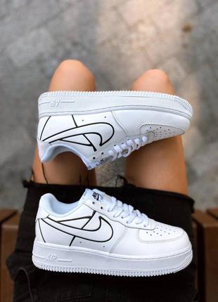 Nike air force 1 white black 3d жіночі кросівки найк аір форс