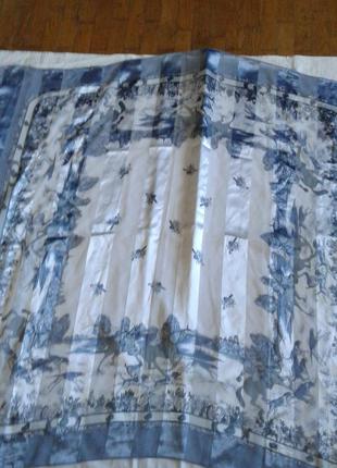 Шелковый серо-голубой платок3 фото