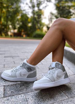 Nike jordan retro 1 grey camo женские кроссовки найк аир джордан