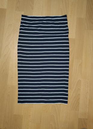 Облегающия котонновая юбка в полосочку1 фото