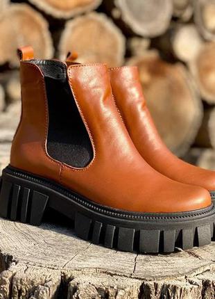 Черевики демісезонні шкіряні коричневі челсі