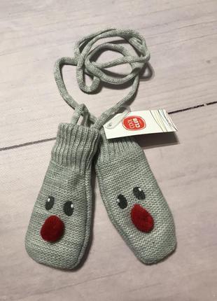 Рукавиці на мотузочці в'язані на флісі