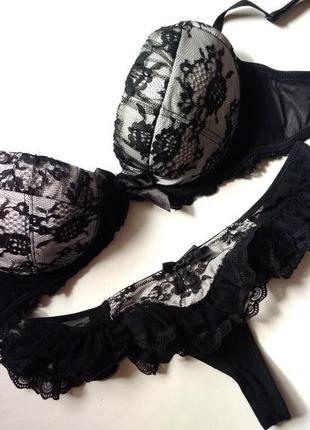 34с 75с/70d ann summers сексуальний фантастичний комплект білизни з мереживом, всередині чашок бавовна