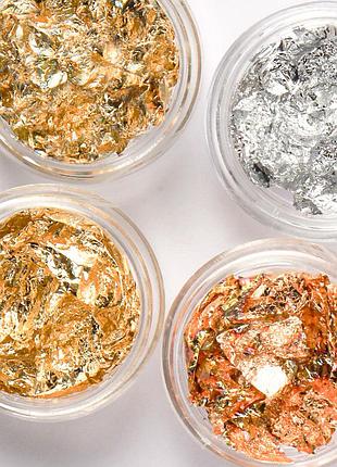 Поталь - сусальное серебро для декора ногтей - фольга для маникюра