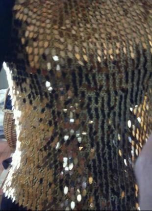 Майка топ мілан ручна робота ексклюзив паєтки зеркальнкя блнстящая золотиста новий рік1 фото