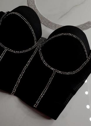 Корсетный топ камни стразы пуш