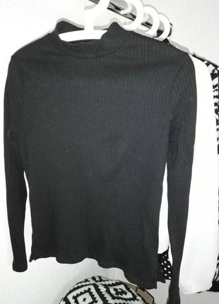 Гольф в рубчик трикотаж черный