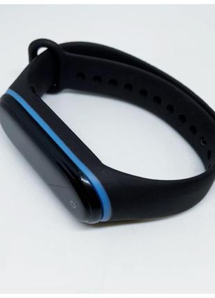 Ремешок mi band 3 mi band 4 двухцветный чёрный с синим3 фото