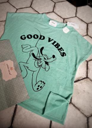 Мягусенькая піжамна домашня футболка disney good vibes