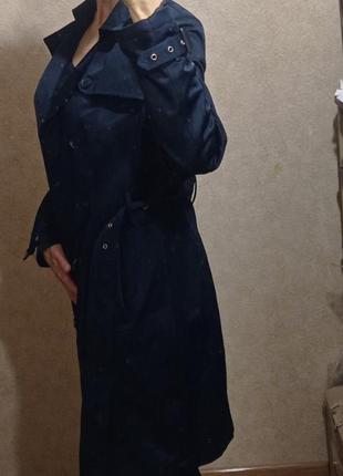 Крутое пальто/тренч темно синего цвета2 фото