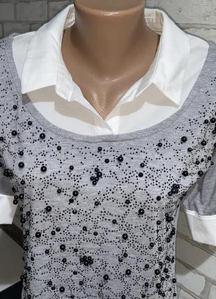Стильная женская кофта блуза с бусами4 фото