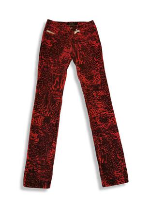 Вельветові штани штани джинси diesel оксамитові мікровельвет стрейч середня посадка прямі в принт плями квіти2 фото