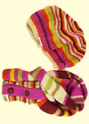 Набір шапочка-берет +шалик хомуты ugg оригінал 4-6 років